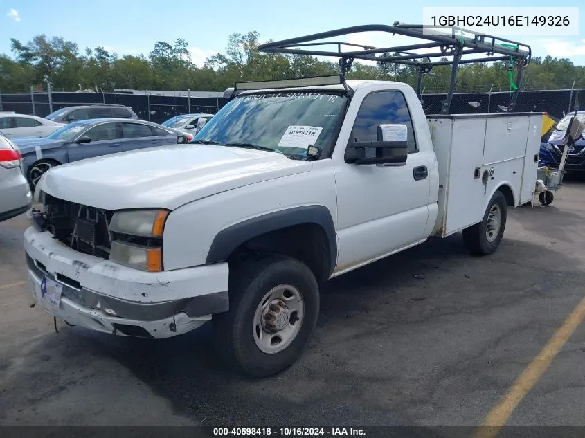 2006 Chevrolet Silverado 2500Hd Work Truck VIN: 1GBHC24U16E149326 Lot: 40598418