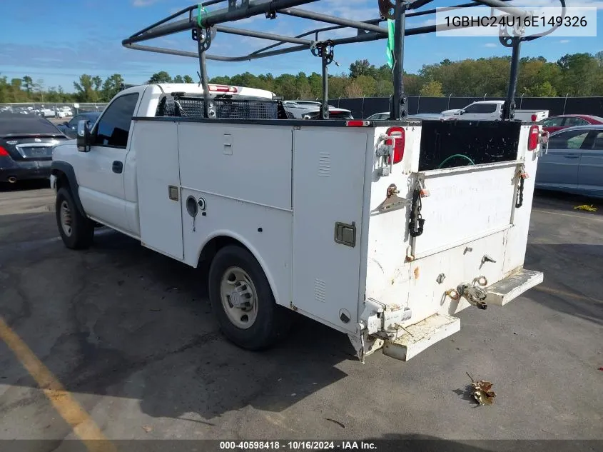 2006 Chevrolet Silverado 2500Hd Work Truck VIN: 1GBHC24U16E149326 Lot: 40598418