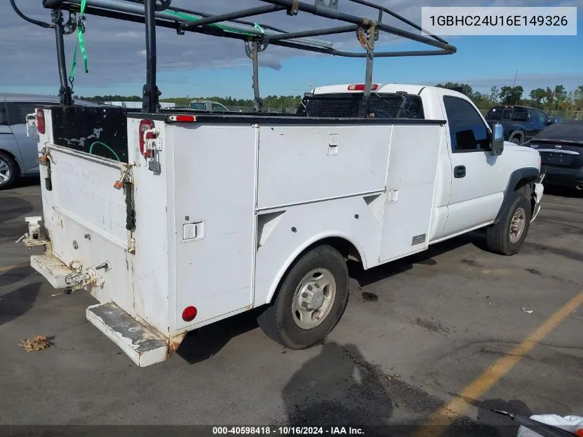 2006 Chevrolet Silverado 2500Hd Work Truck VIN: 1GBHC24U16E149326 Lot: 40598418