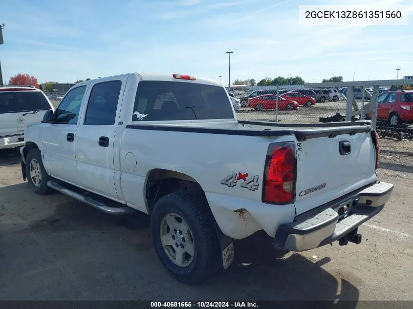 2006 Chevrolet Silverado 1500 Lt1 VIN: 2GCEK13Z861351560 Lot: 40681665