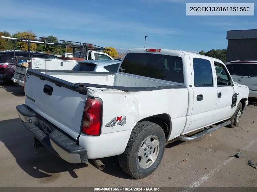 2006 Chevrolet Silverado 1500 Lt1 VIN: 2GCEK13Z861351560 Lot: 40681665