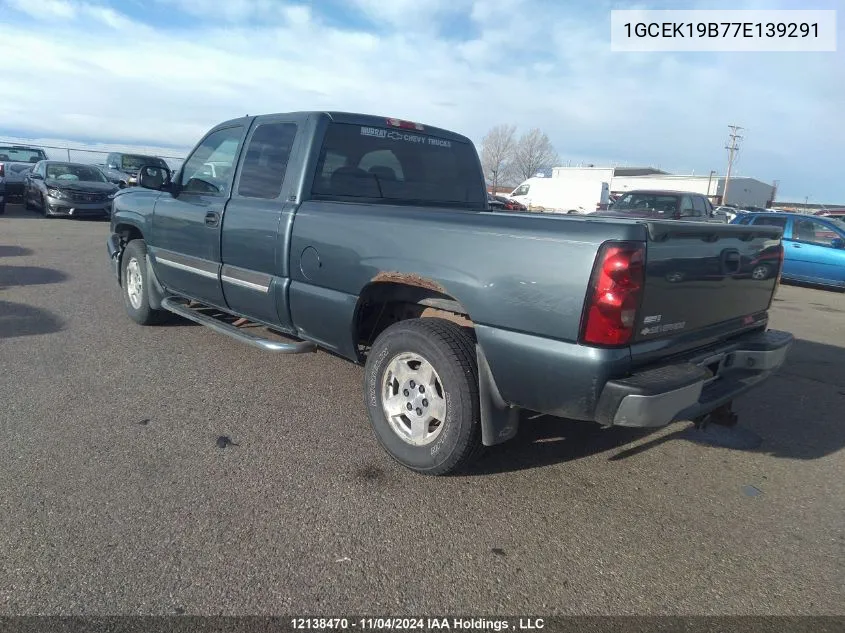 2007 Chevrolet Silverado 1500 Classic VIN: 1GCEK19B77E139291 Lot: 12138470