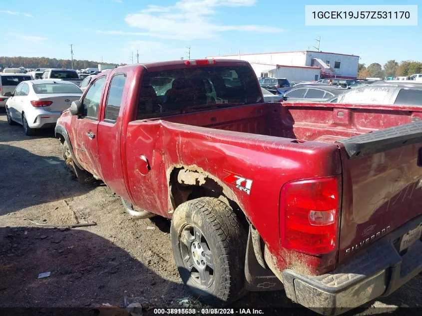 1GCEK19J57Z531170 2007 Chevrolet Silverado 1500 Lt1