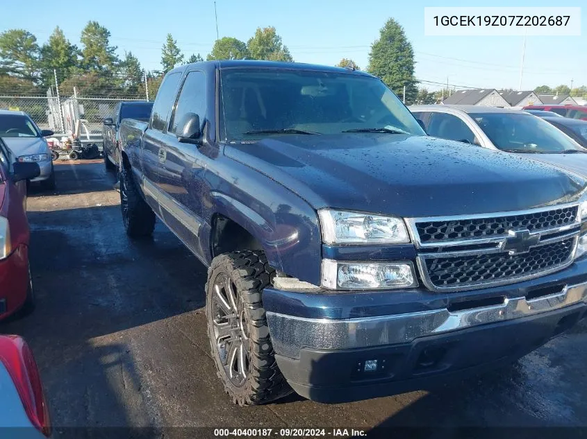 2007 Chevrolet Silverado 1500 Classic Lt1 VIN: 1GCEK19Z07Z202687 Lot: 40400187