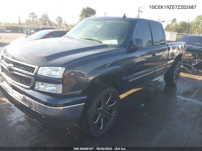 2007 Chevrolet Silverado 1500 Classic Lt1 VIN: 1GCEK19Z07Z202687 Lot: 40400187