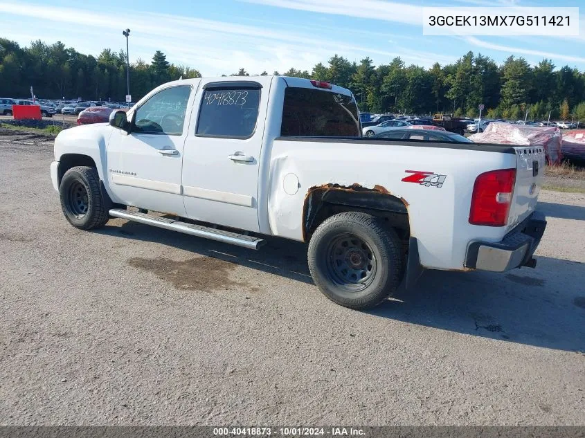 2007 Chevrolet Silverado 1500 Ltz VIN: 3GCEK13MX7G511421 Lot: 40418873