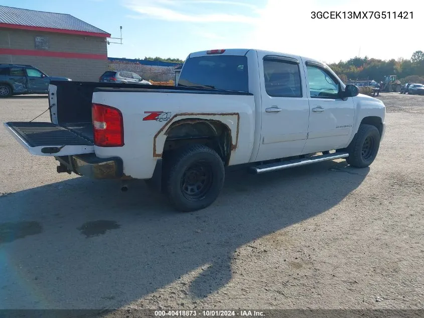 2007 Chevrolet Silverado 1500 Ltz VIN: 3GCEK13MX7G511421 Lot: 40418873