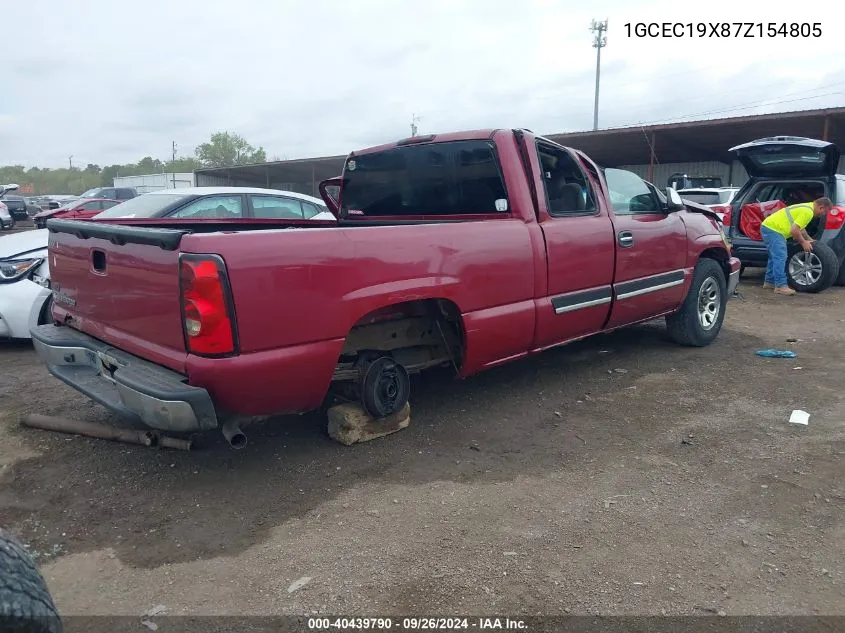 2007 Chevrolet Silverado 1500 Classic Lt1 VIN: 1GCEC19X87Z154805 Lot: 40439790