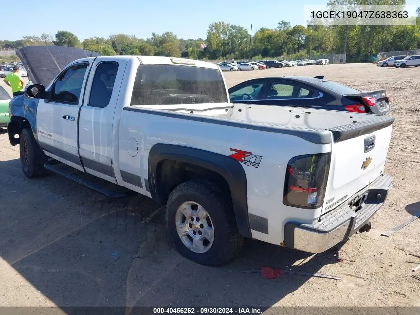 2007 Chevrolet Silverado 1500 Lt1 VIN: 1GCEK19047Z638363 Lot: 40456262