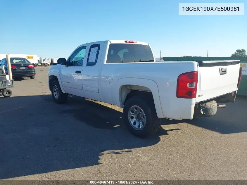 2007 Chevrolet Silverado 1500 K1500 VIN: 1GCEK190X7E500981 Lot: 40467419