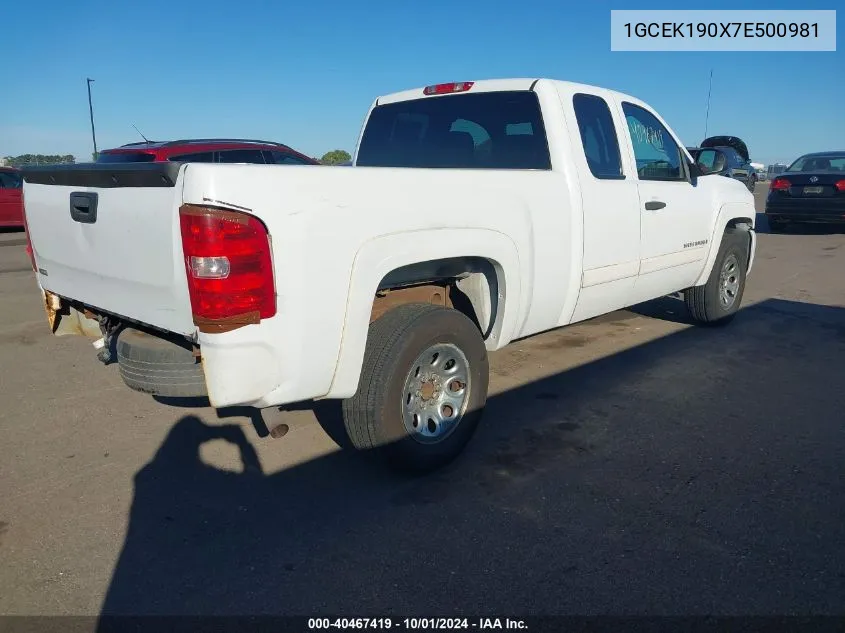 2007 Chevrolet Silverado 1500 K1500 VIN: 1GCEK190X7E500981 Lot: 40467419