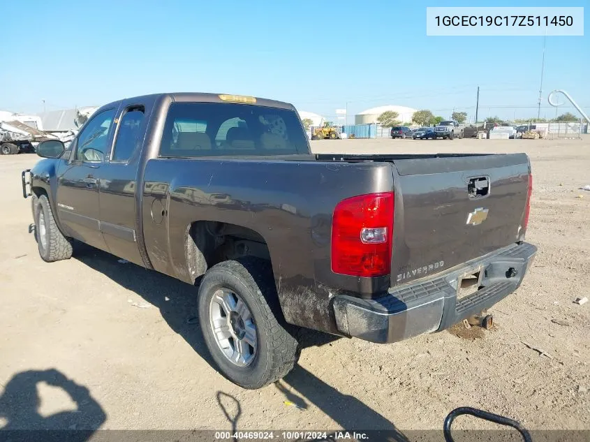 2007 Chevrolet Silverado 1500 C1500 VIN: 1GCEC19C17Z511450 Lot: 40469024