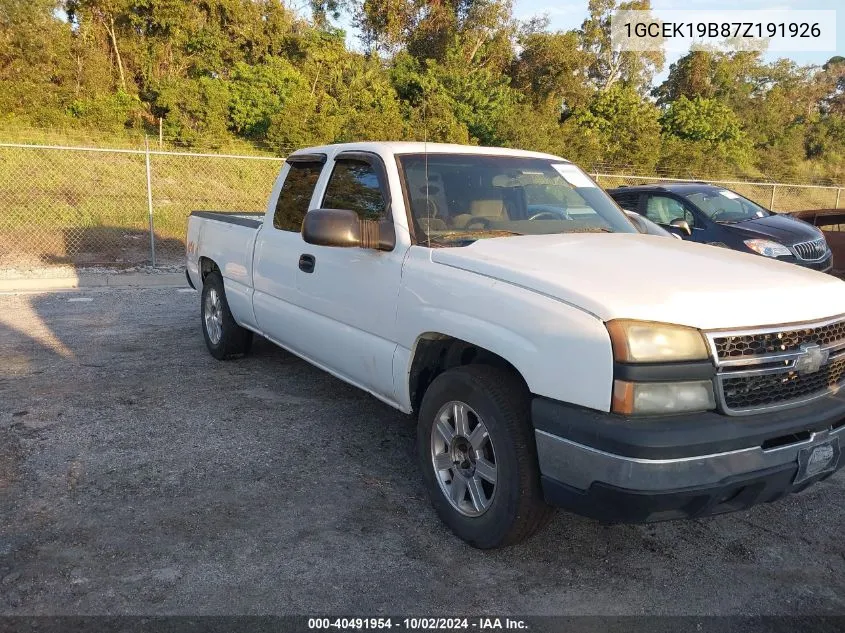 2007 Chevrolet Silverado 1500 Classic Work Truck VIN: 1GCEK19B87Z191926 Lot: 40491954