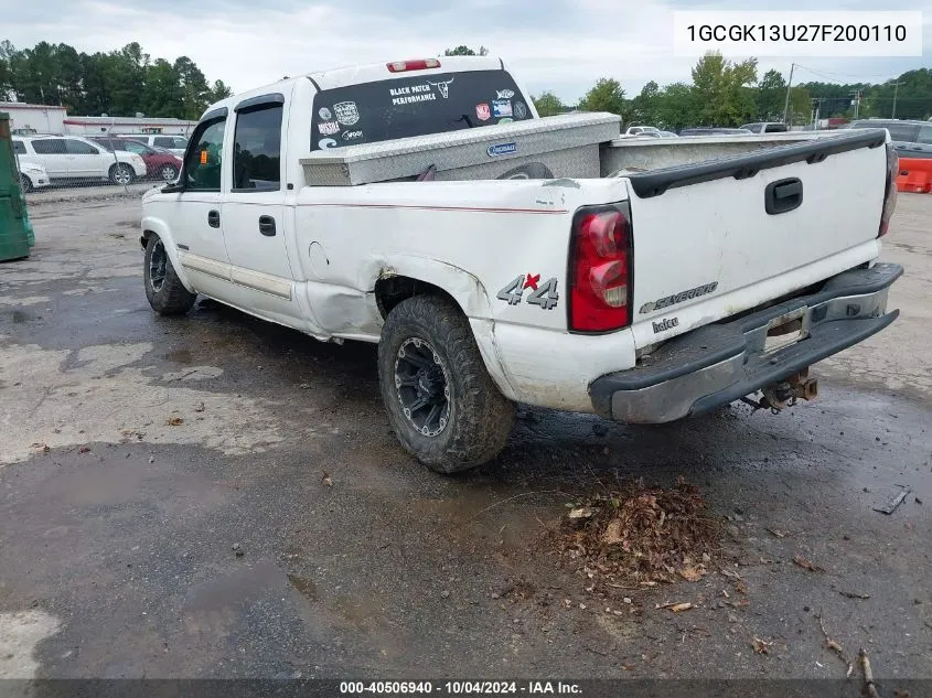 2007 Chevrolet Silverado 1500Hd Classic Lt1 VIN: 1GCGK13U27F200110 Lot: 40506940