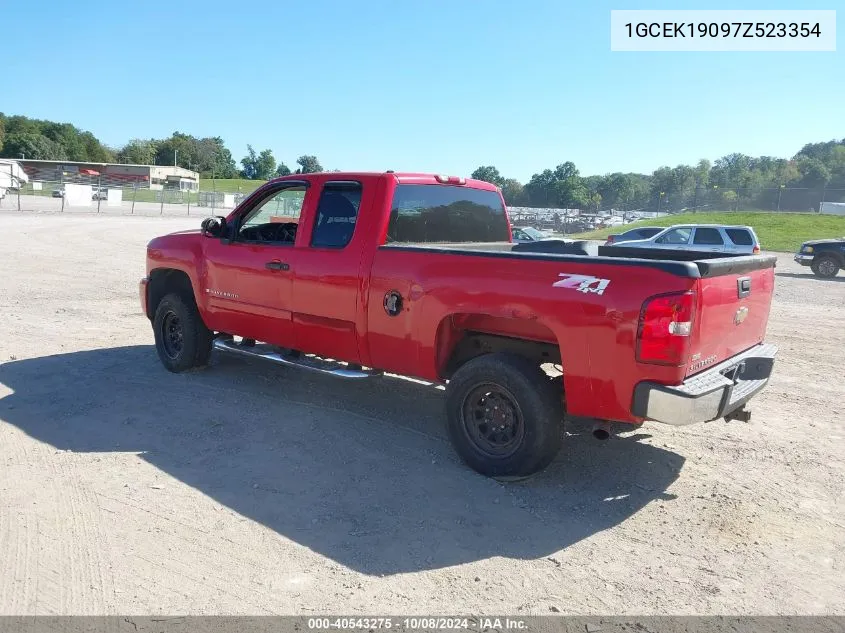 2007 Chevrolet Silverado 1500 Lt1 VIN: 1GCEK19097Z523354 Lot: 40543275