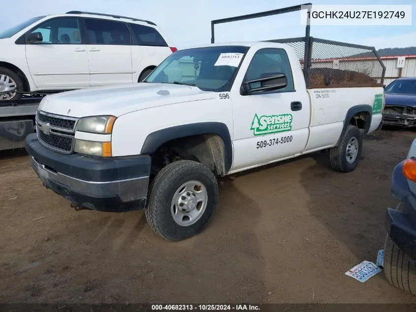 2007 Chevrolet Silverado 2500Hd Classic Work Truck VIN: 1GCHK24U27E192749 Lot: 40682313