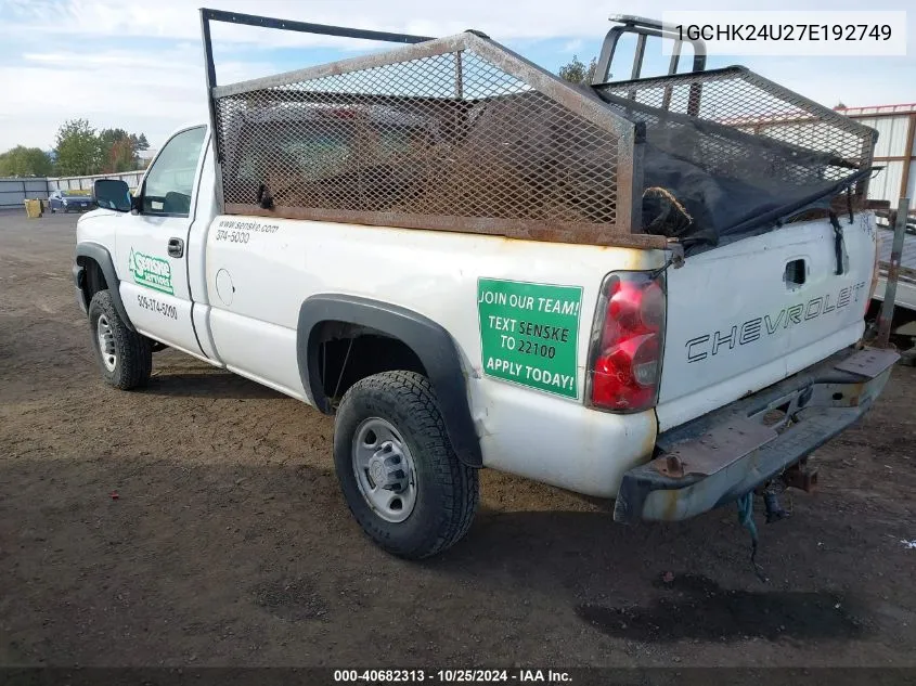 1GCHK24U27E192749 2007 Chevrolet Silverado 2500Hd Classic Work Truck