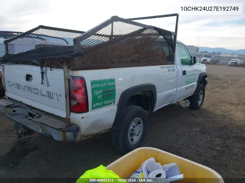 2007 Chevrolet Silverado 2500Hd Classic Work Truck VIN: 1GCHK24U27E192749 Lot: 40682313