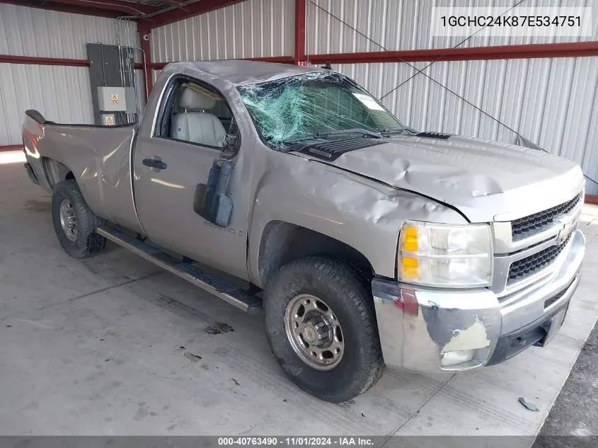 2007 Chevrolet Silverado 2500Hd Lt VIN: 1GCHC24K87E534751 Lot: 40763490