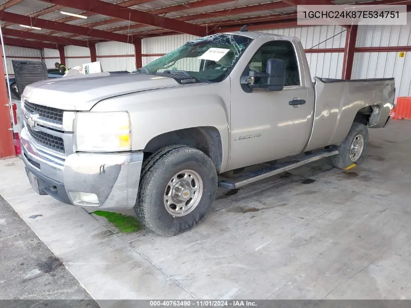 2007 Chevrolet Silverado 2500Hd Lt VIN: 1GCHC24K87E534751 Lot: 40763490