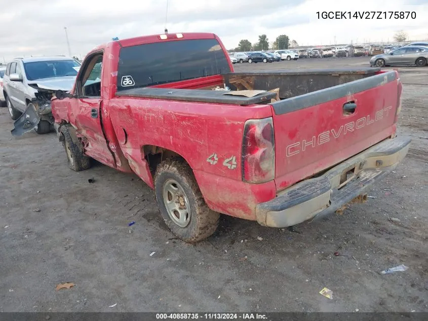 2007 Chevrolet Silverado 1500 Classic Work Truck VIN: 1GCEK14V27Z175870 Lot: 40858735