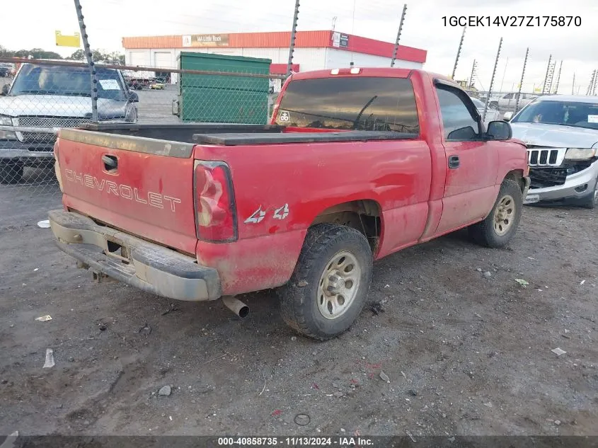 2007 Chevrolet Silverado 1500 Classic Work Truck VIN: 1GCEK14V27Z175870 Lot: 40858735