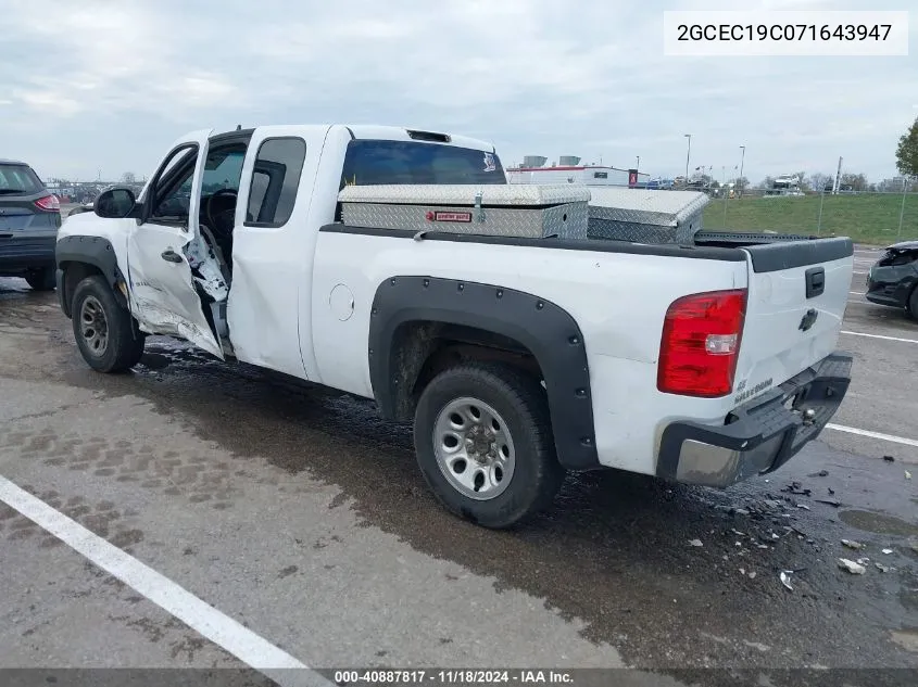 2007 Chevrolet Silverado 1500 Work Truck VIN: 2GCEC19C071643947 Lot: 40887817