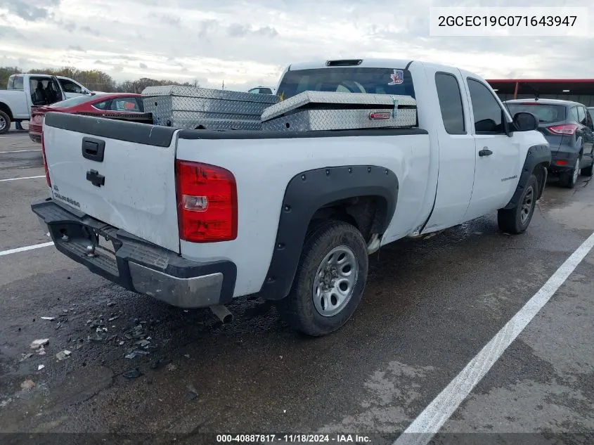 2007 Chevrolet Silverado 1500 Work Truck VIN: 2GCEC19C071643947 Lot: 40887817