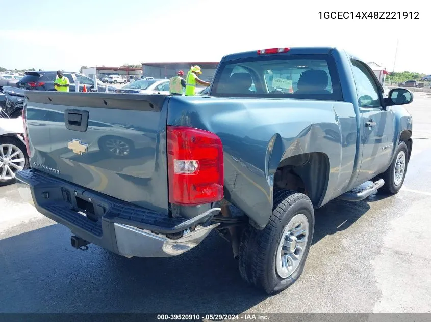 2008 Chevrolet Silverado 1500 Work Truck VIN: 1GCEC14X48Z221912 Lot: 39520910