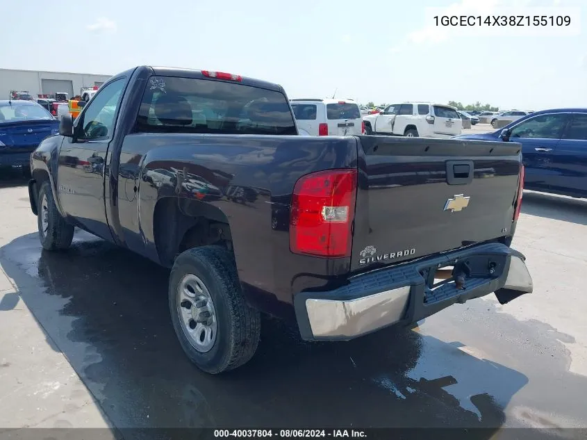 2008 Chevrolet Silverado 1500 Work Truck VIN: 1GCEC14X38Z155109 Lot: 40037804