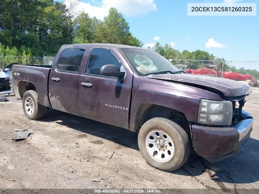 2008 Chevrolet Silverado 1500 Ls VIN: 2GCEK13C581260325 Lot: 40070062