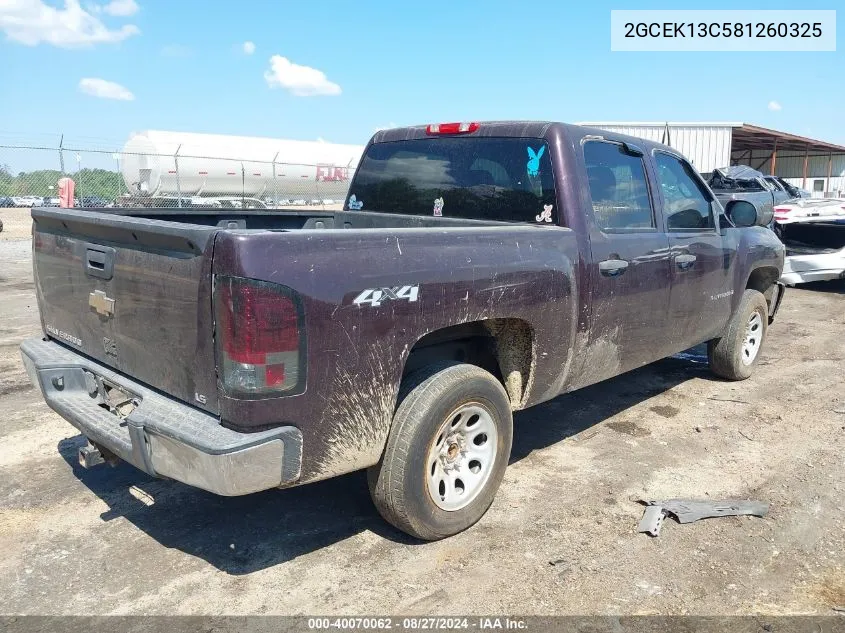 2008 Chevrolet Silverado 1500 Ls VIN: 2GCEK13C581260325 Lot: 40070062