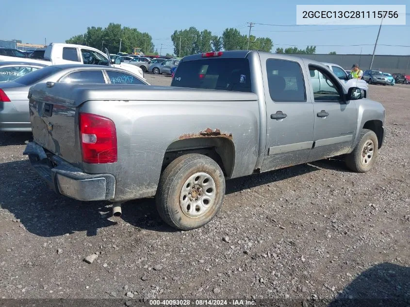 2008 Chevrolet Silverado 1500 Ls VIN: 2GCEC13C281115756 Lot: 40093028