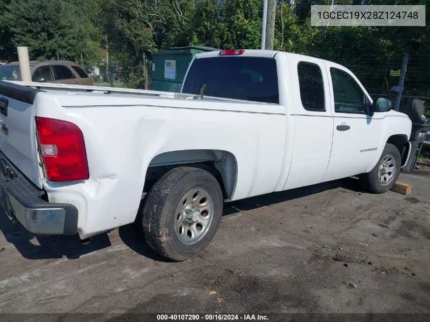 2008 Chevrolet Silverado 1500 Work Truck VIN: 1GCEC19X28Z124748 Lot: 40107290