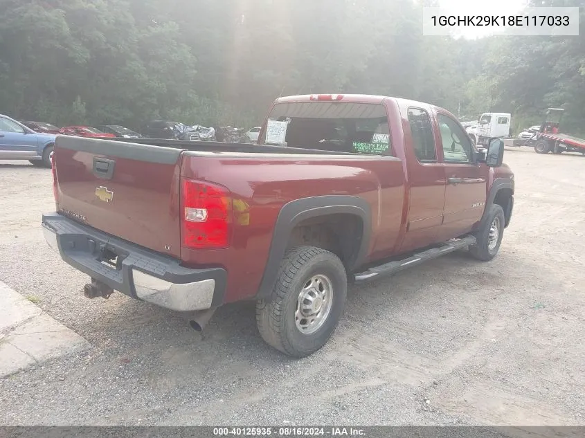 2008 Chevrolet Silverado 2500Hd Lt1 VIN: 1GCHK29K18E117033 Lot: 40125935