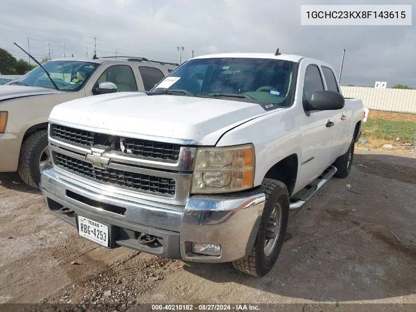 2008 Chevrolet Silverado 2500Hd Work Truck VIN: 1GCHC23KX8F143615 Lot: 40210182