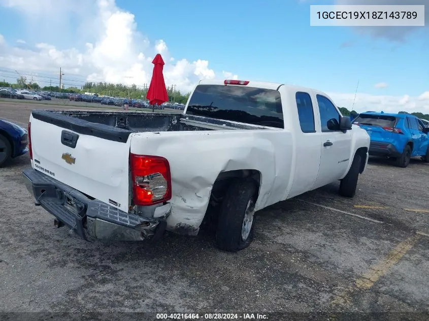 2008 Chevrolet Silverado 1500 Work Truck VIN: 1GCEC19X18Z143789 Lot: 40216464