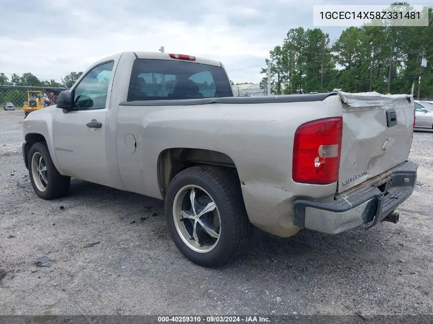 2008 Chevrolet Silverado 1500 Work Truck VIN: 1GCEC14X58Z331481 Lot: 40259310