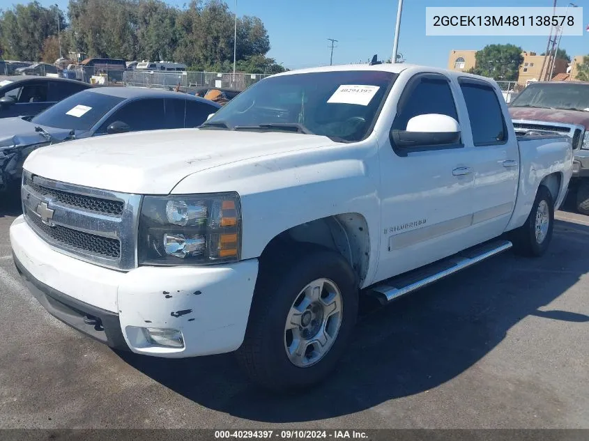 2008 Chevrolet Silverado K1500 VIN: 2GCEK13M481138578 Lot: 40294397