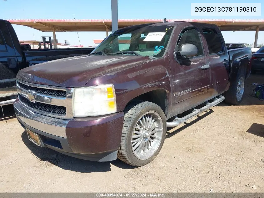 2008 Chevrolet Silverado 1500 Ls VIN: 2GCEC13C781190310 Lot: 40394974