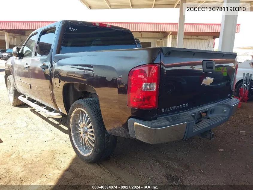 2008 Chevrolet Silverado 1500 Ls VIN: 2GCEC13C781190310 Lot: 40394974