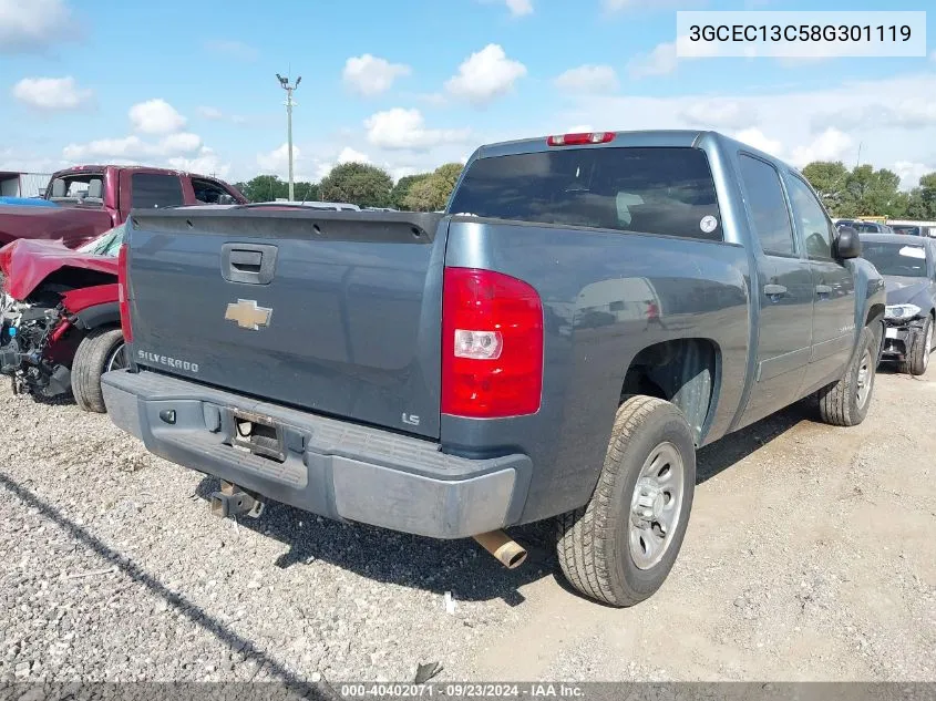 2008 Chevrolet Silverado 1500 Ls VIN: 3GCEC13C58G301119 Lot: 40402071