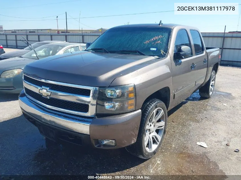 2GCEK13M381117978 2008 Chevrolet Silverado 1500 Lt2