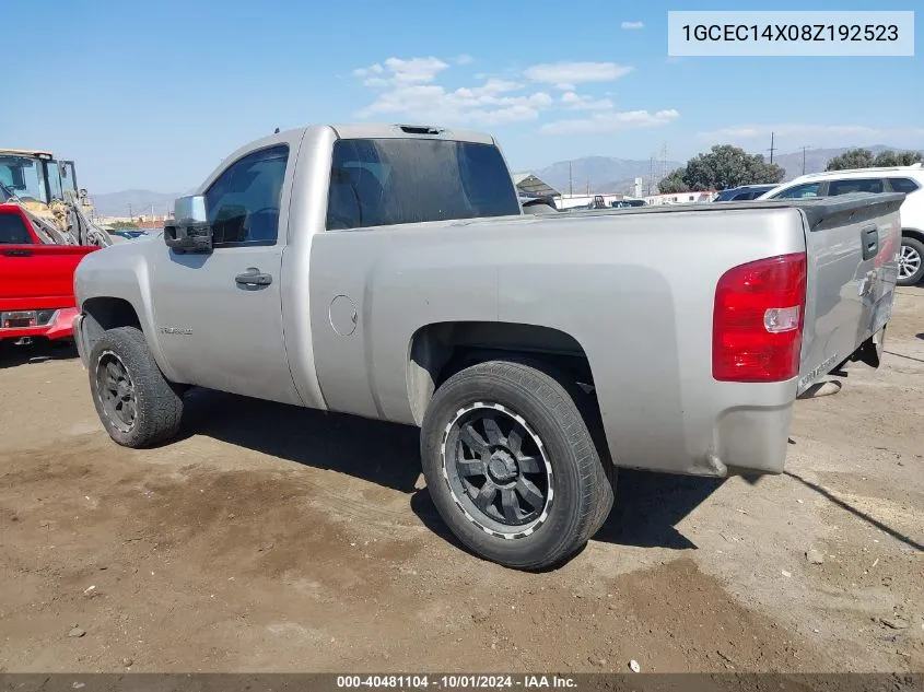 2008 Chevrolet Silverado 1500 Work Truck VIN: 1GCEC14X08Z192523 Lot: 40481104