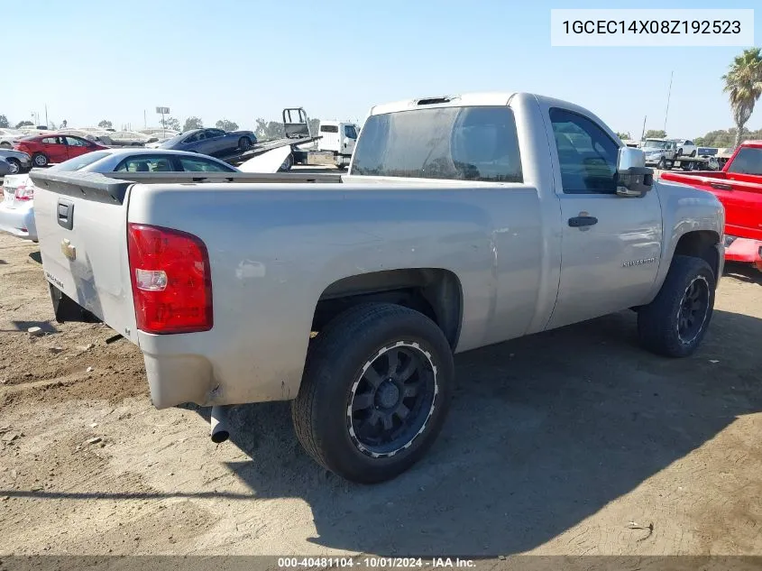 2008 Chevrolet Silverado 1500 Work Truck VIN: 1GCEC14X08Z192523 Lot: 40481104