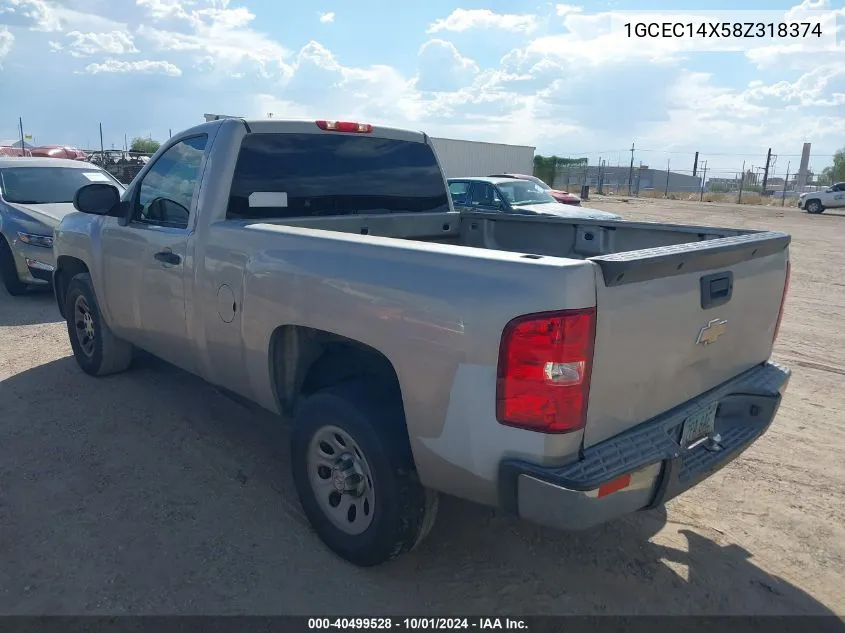 2008 Chevrolet Silverado 1500 Work Truck VIN: 1GCEC14X58Z318374 Lot: 40499528