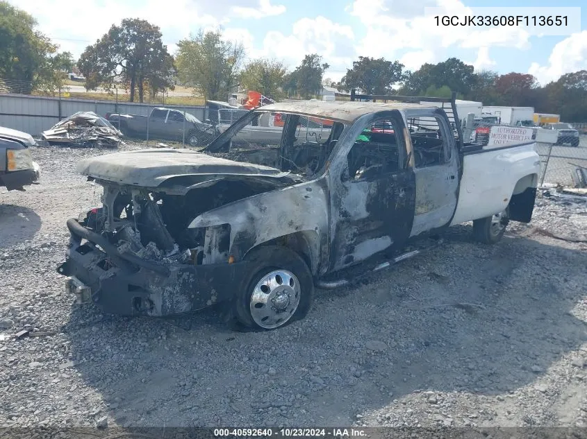 2008 Chevrolet Silverado 3500Hd Lt1 VIN: 1GCJK33608F113651 Lot: 40592640