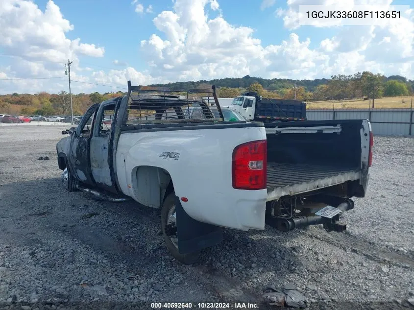 2008 Chevrolet Silverado 3500Hd Lt1 VIN: 1GCJK33608F113651 Lot: 40592640