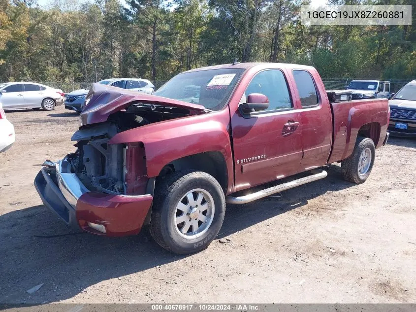 2008 Chevrolet Silverado 1500 Lt1 VIN: 1GCEC19JX8Z260881 Lot: 40678917