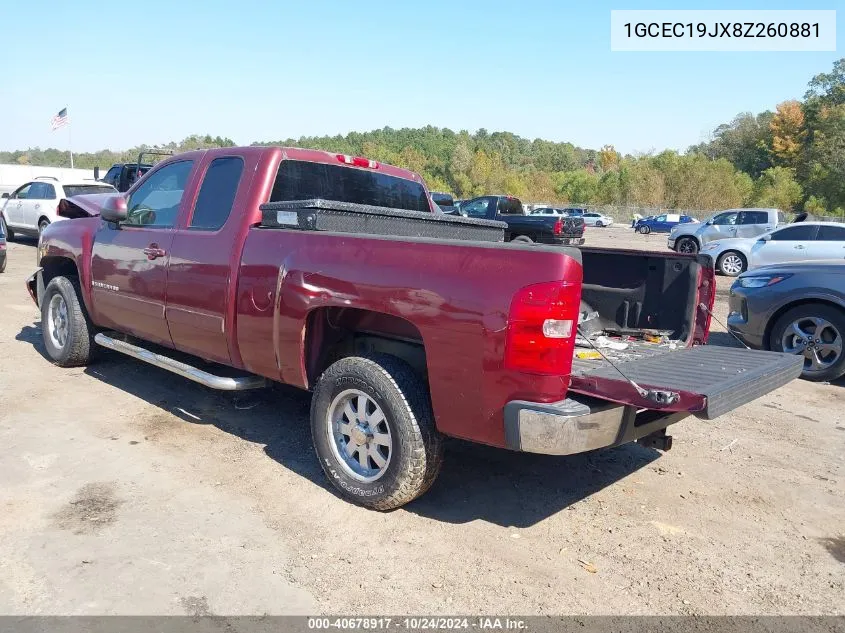 2008 Chevrolet Silverado 1500 Lt1 VIN: 1GCEC19JX8Z260881 Lot: 40678917